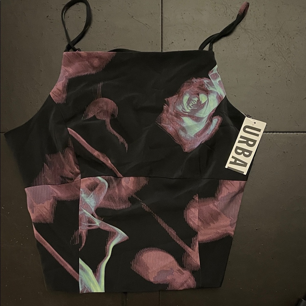 Urban Outfitters Black and Purple Floral Summer Top